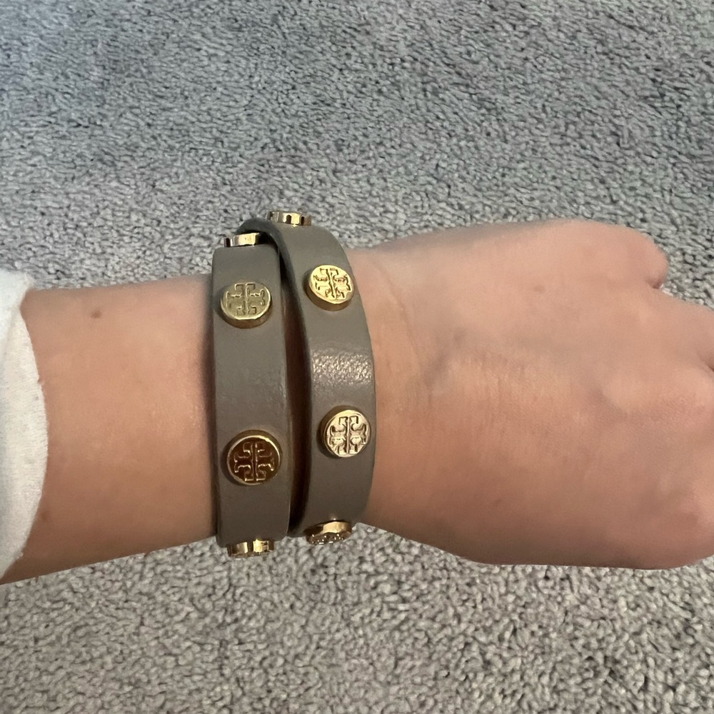 Tory Burch double wrap logo stud bracelet